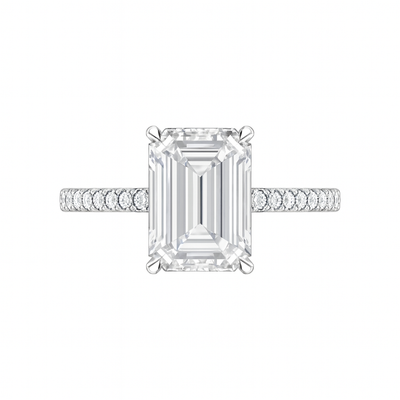 14K White Gold Emerald Cut Diamond Engagement Ring (3.30 g)