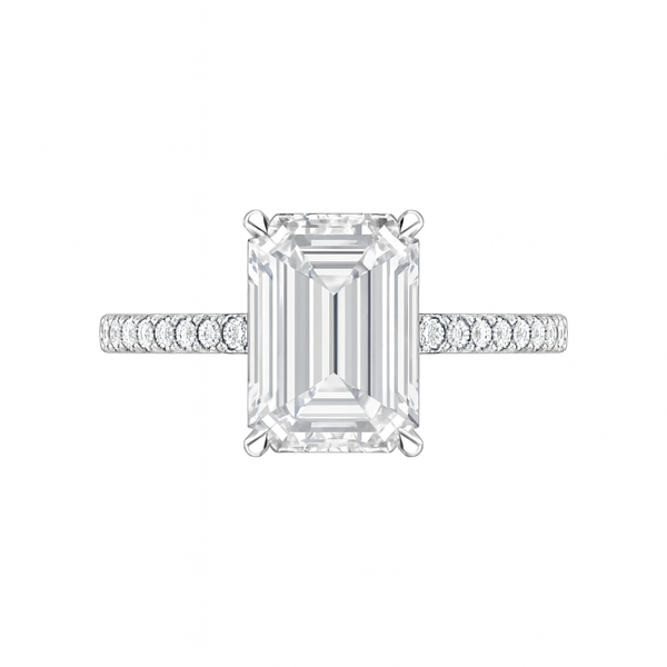 14K White Gold Emerald Cut Diamond Engagement Ring (3.30 g)