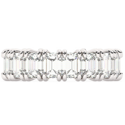 14K White Gold Emerald Cut Diamond Wedding Ring (7.75 ct)