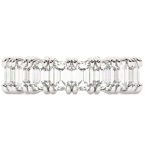 14K White Gold Emerald Cut Diamond Wedding Ring (7.75 ct)