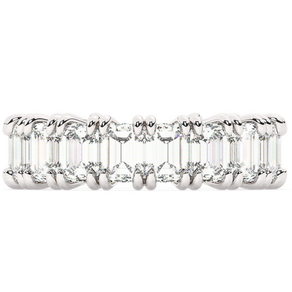 14K White Gold Emerald Cut Diamond Wedding Ring (7.75 ct)