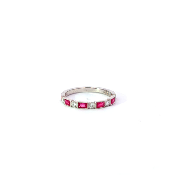 14K White Gold Emerald & Diamond Color Ring (0.75 ct Emerald)