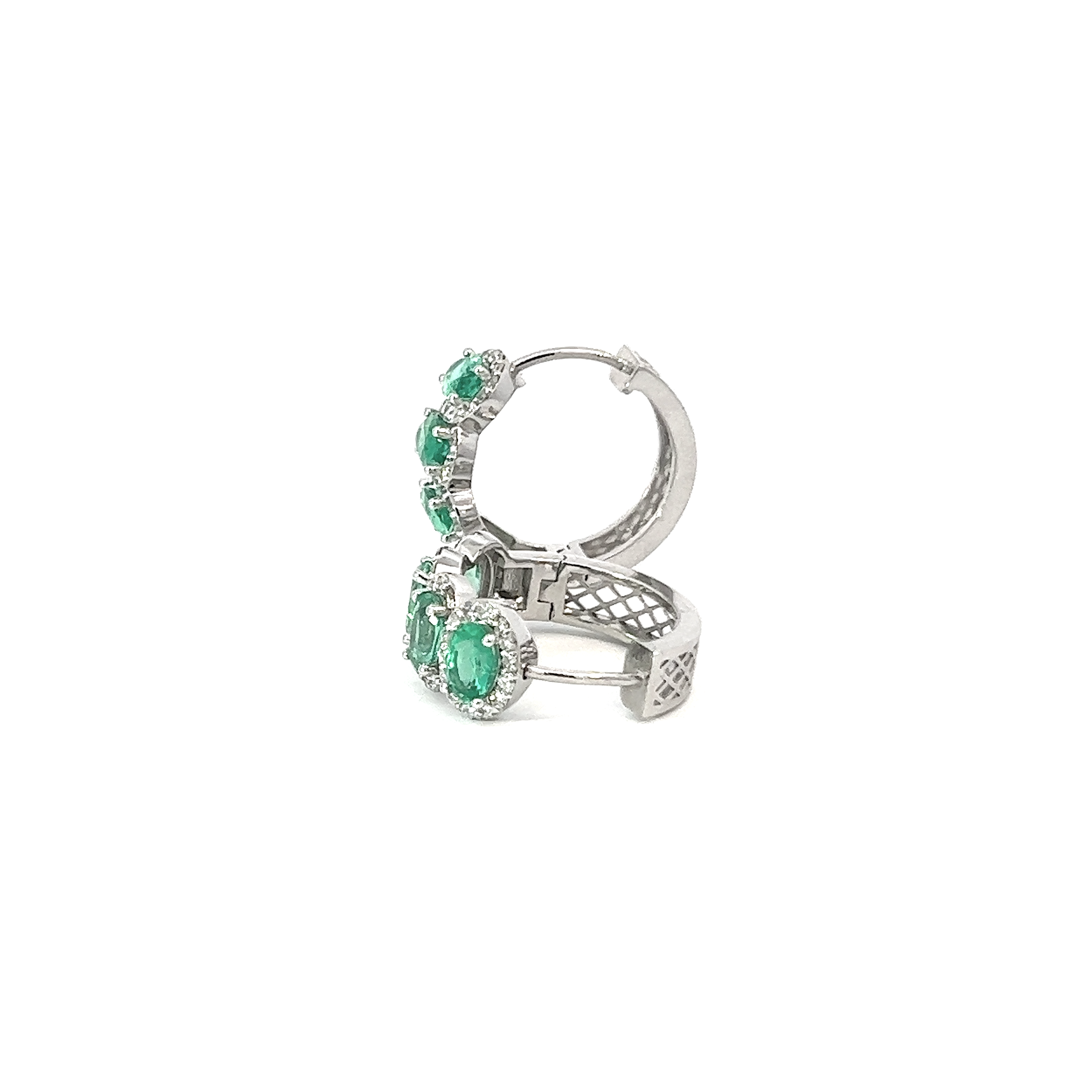 14K White Gold Emerald Hoop Earrings (0.55 ct)