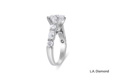 14K White Gold Emerald & Round Diamond Ring (4.06 ct)