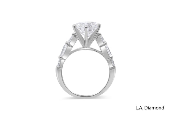 14K White Gold Emerald & Round Diamond Ring (4.06 ct)