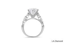 14K White Gold Emerald & Round Diamond Ring (4.06 ct)