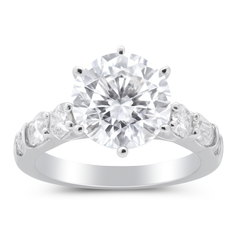 14K White Gold Emerald & Round Diamond Ring (4.06 ct)