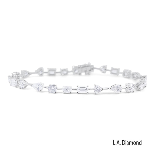 14K White Gold Fancy Diamond Tennis Bracelet