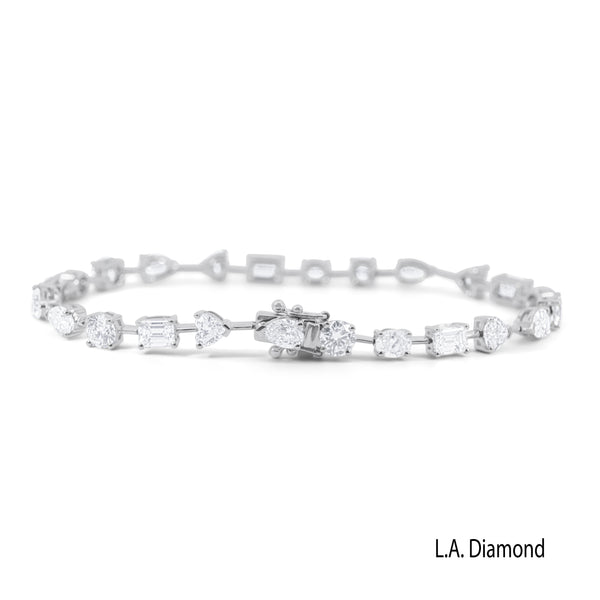 14K White Gold Fancy Diamond Tennis Bracelet