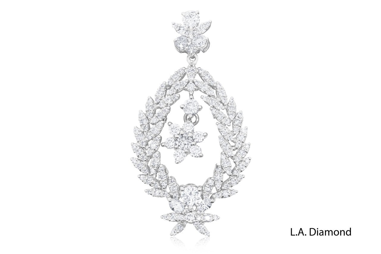 14K White Gold Fancy Shape Diamond Pendant (3.25 ctw)