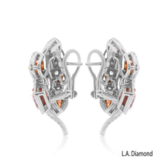 14K White Gold Flower Diamond Multi-Color Stud Earrings