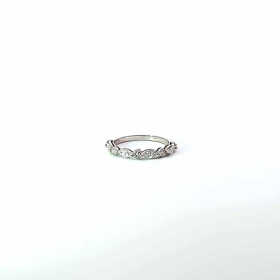 14K White Gold Marquise & Round Diamond Ring (0.83 ct)