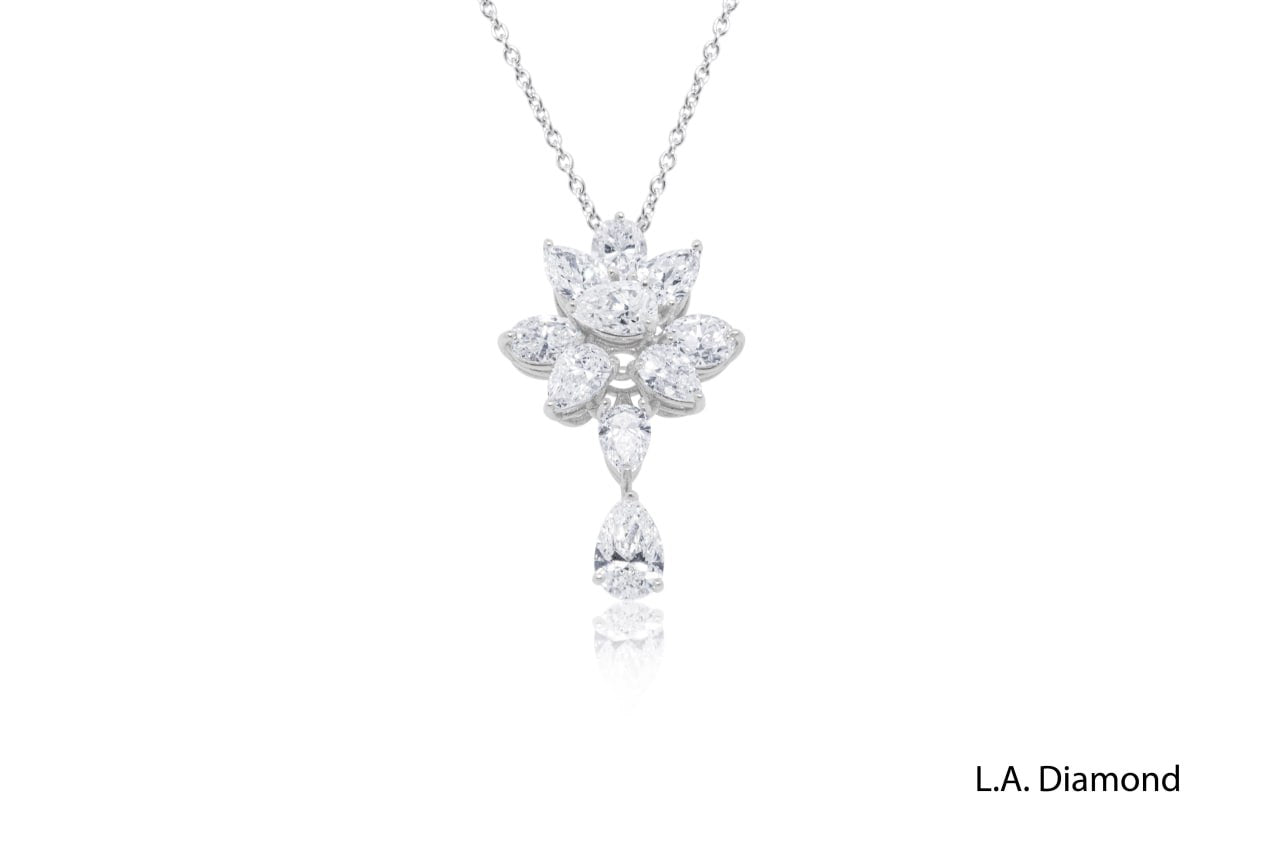 14K White Gold Mixed-Cut Diamond Pendant