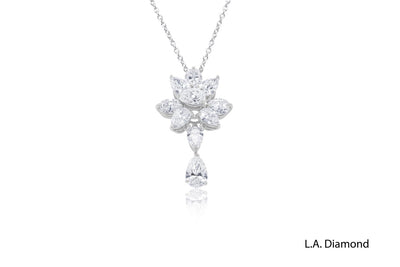 14K White Gold Mixed-Cut Diamond Pendant