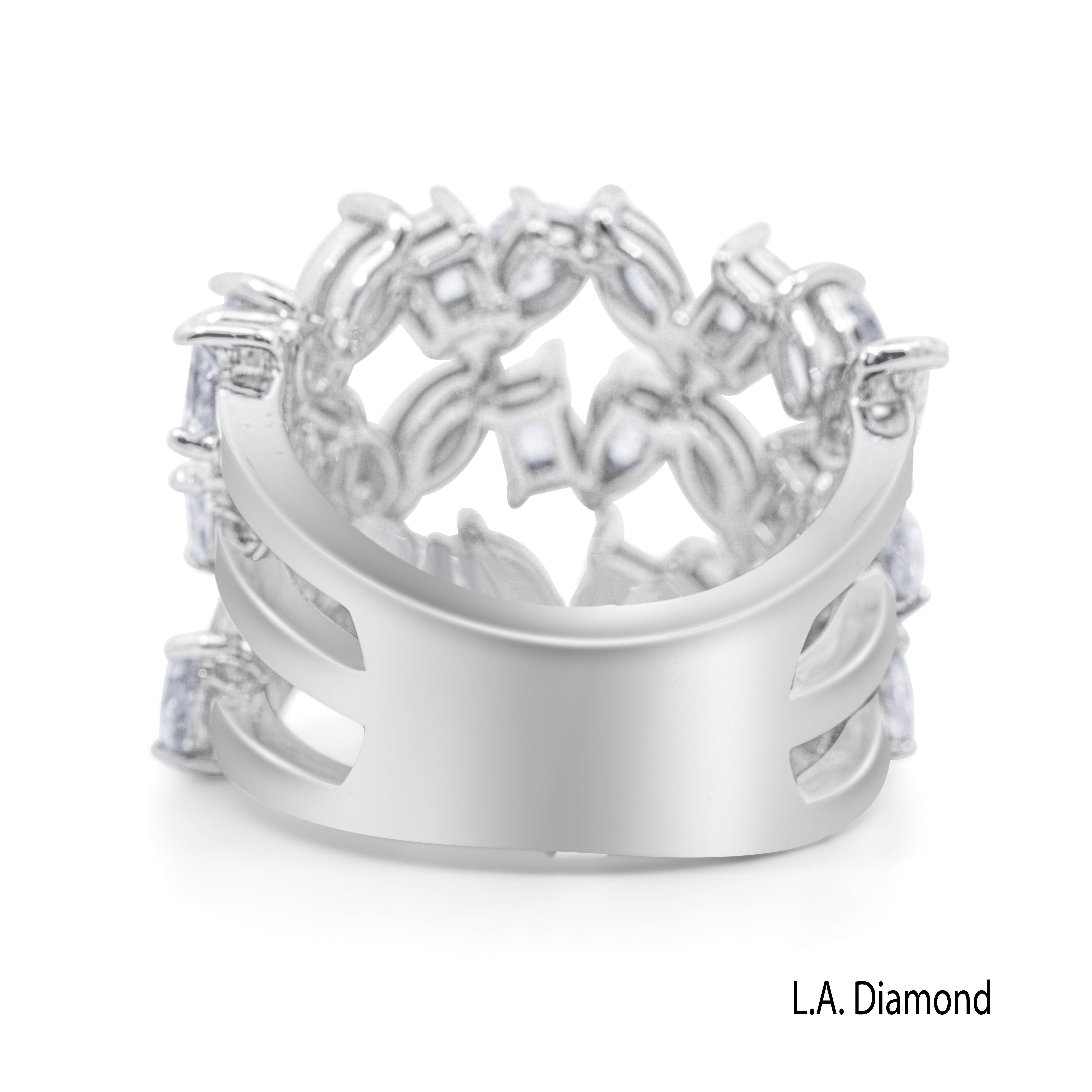 14K White Gold Multi-Cut Diamond Cluster Ring (4.00 ct)