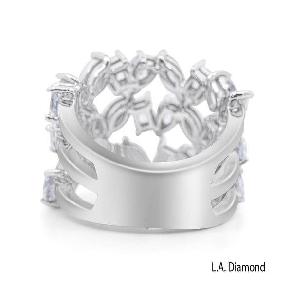 14K White Gold Multi-Cut Diamond Cluster Ring (4.00 ct)