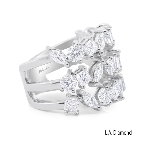 14K White Gold Multi-Cut Diamond Cluster Ring (4.00 ct)