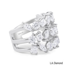 14K White Gold Multi-Cut Diamond Cluster Ring (4.00 ct)