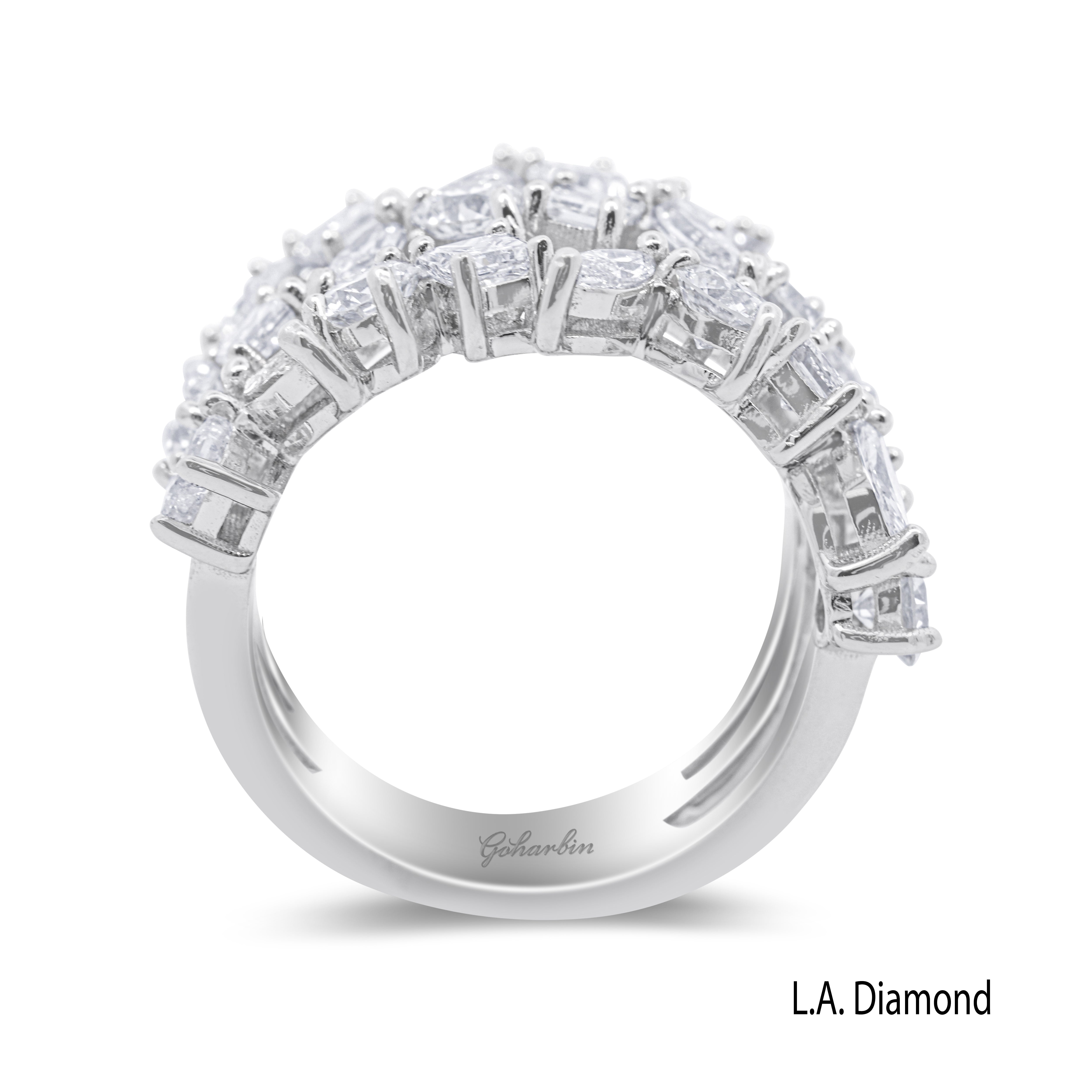 14K White Gold Multi-Cut Diamond Cluster Ring (4.00 ct)