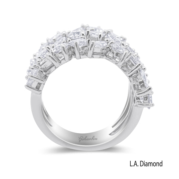 14K White Gold Multi-Cut Diamond Cluster Ring (4.00 ct)