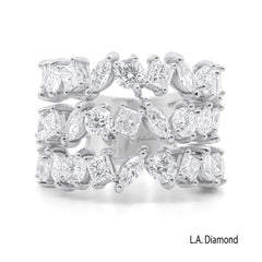 14K White Gold Multi-Cut Diamond Cluster Ring (4.00 ct)
