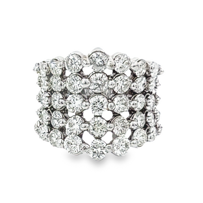 14K White Gold Multi-Layer Diamond Wedding Band (4.85 ct)