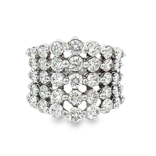 14K White Gold Multi-Layer Diamond Wedding Band (4.85 ct)