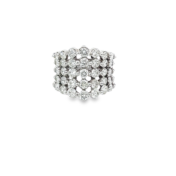 14K White Gold Multi-Layer Diamond Wedding Band (4.85 ct)