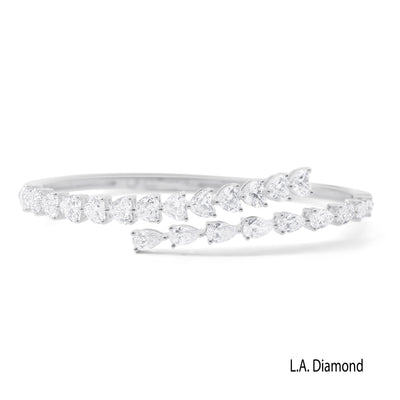 14K White Gold Natural Diamond Bracelet Cuff