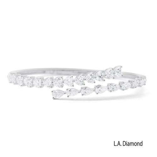 14K White Gold Natural Diamond Bracelet Cuff