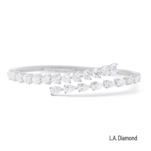 14K White Gold Natural Diamond Bracelet Cuff