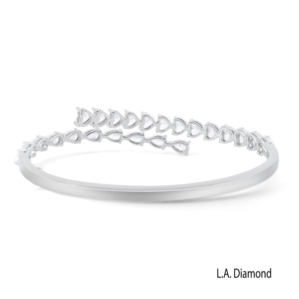 14K White Gold Natural Diamond Bracelet Cuff
