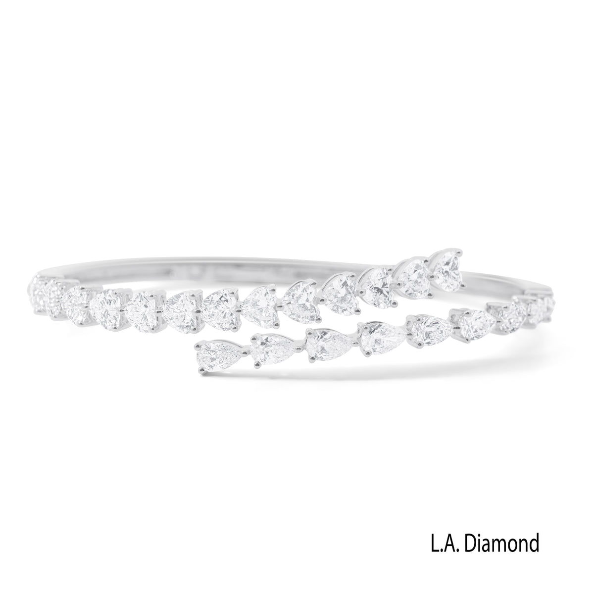 14K White Gold Natural Diamond Bracelet Cuff