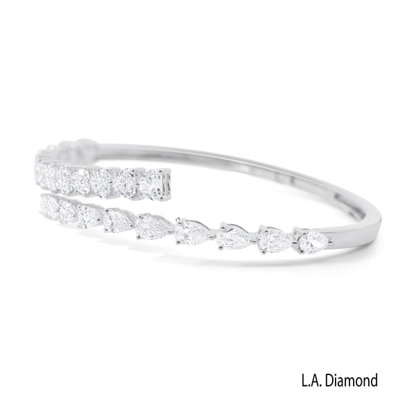 14K White Gold Natural Diamond Bracelet Cuff