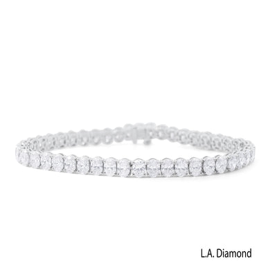 14K White Gold Oval Cut Natural Diamond Tennis Bracelet
