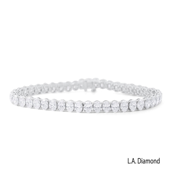 14K White Gold Oval Cut Natural Diamond Tennis Bracelet