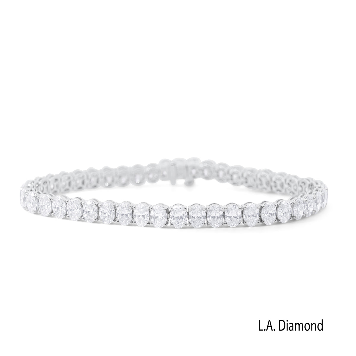 14K White Gold Oval Cut Natural Diamond Tennis Bracelet