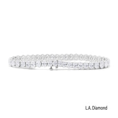 14K White Gold Oval Cut Natural Diamond Tennis Bracelet