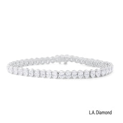 14K White Gold Oval Cut Natural Diamond Tennis Bracelet