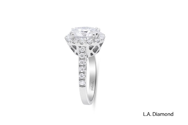 14K White Gold Oval Shape Diamond Engagement Ring (3.60 ctw)