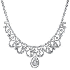 14K White Gold Pear-Shaped Accent Multi Wheat Diamond Necklace (3 ct T.W.)