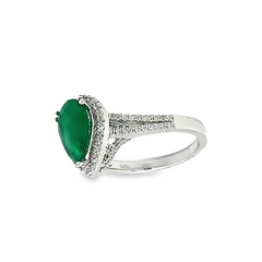 14K White Gold Pear-Shaped Emerald & Diamond Frame Ring (2.58 CTW)