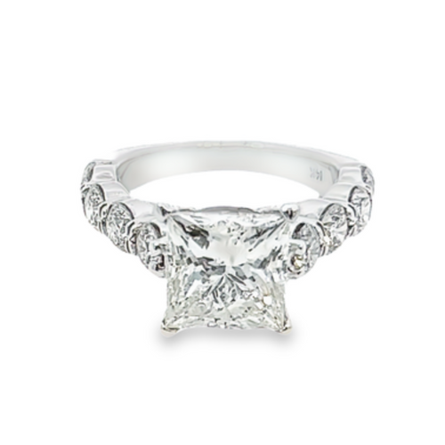 14K White Gold Princess Cut Diamond Engagement Ring (3.54 ct)