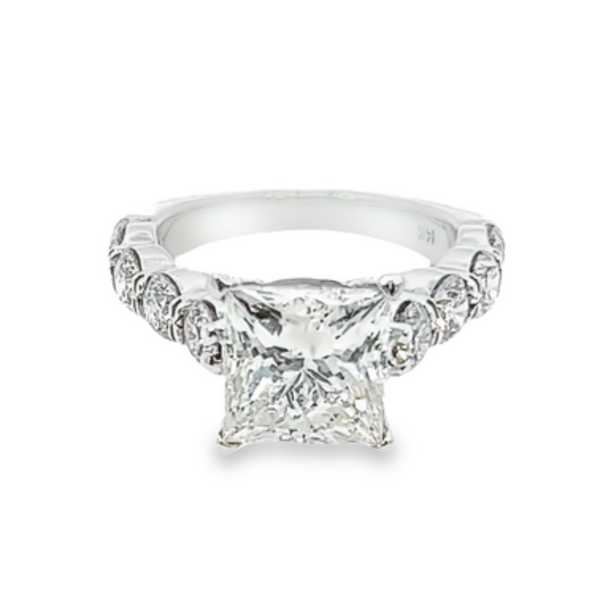 14K White Gold Princess Cut Diamond Engagement Ring (3.54 ct)