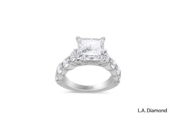 14K White Gold Princess Cut Diamond Engagement Ring (3.54 ct)
