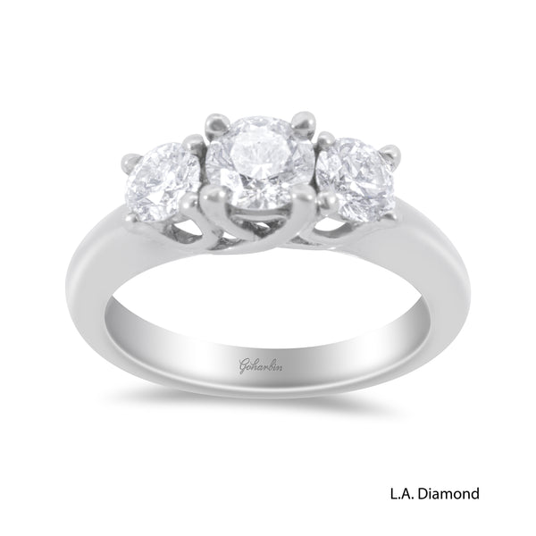 14K White Gold Princess Cut Diamond Three-Stone Engagement Ring (1.20 ct t.w.)