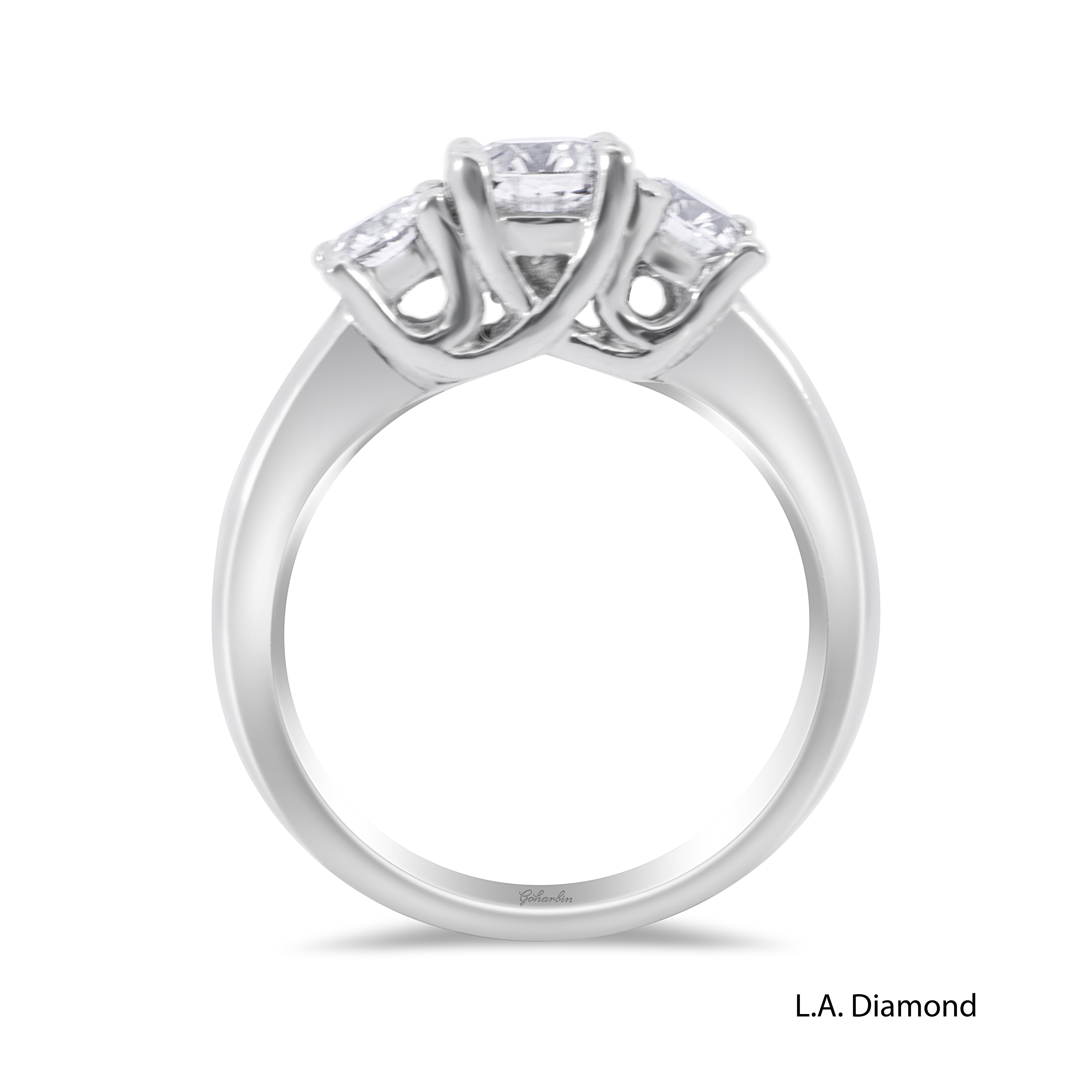 14K White Gold Princess Cut Diamond Three-Stone Engagement Ring (1.20 ct t.w.)