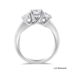 14K White Gold Princess Cut Diamond Three-Stone Engagement Ring (1.20 ct t.w.)