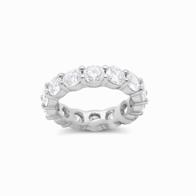 14K White Gold Round Brilliant Diamond Eternity Band (4.10 ct)