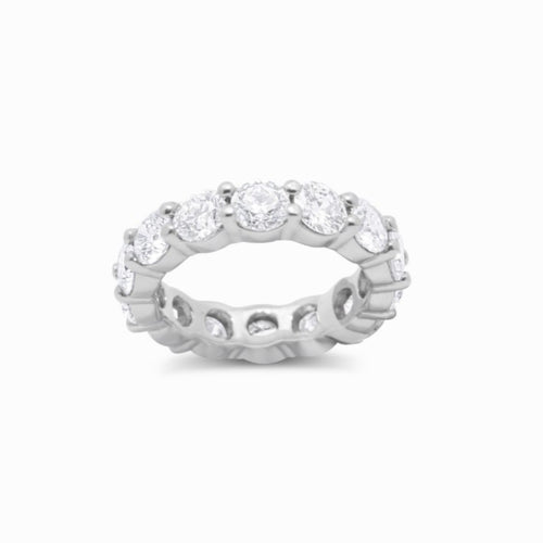 14K White Gold Round Brilliant Diamond Eternity Band (4.10 ct)